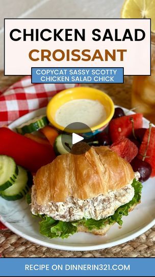 Chicken Croissant Sandwich, Chicken Salad Chick Recipe, Chicken Croissant, Chicken Salad Croissant, Grilled Sweet Corn, Can Chicken Recipes, Croissant Sandwich, Chicken Salad Recipe Easy, Croissant Recipe