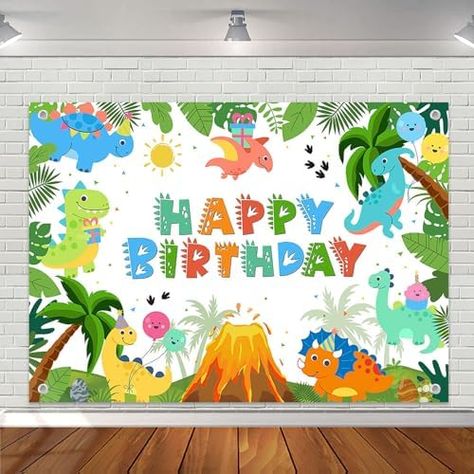 Dino Theme Birthday Party Decor, Dinosaur Birthday Backdrop, Jungle Dinosaur, Dinasour Birthday, Baby Backdrop, Dinosaur Birthday Party, Birthday Party Banner, Cartoon Dinosaur, Happy Birthday Parties