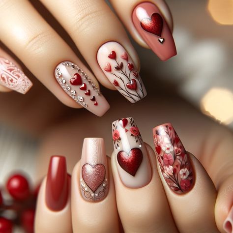 Valentines Nail Art Designs, Nail Art Cute, Special Nails, Valentine Nail Art, Romantic Nails, February Nails, Valentine Nails, Nail Designs Valentines, Nails Polish