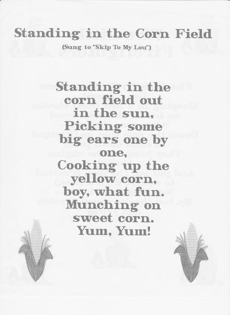 cornfield song farm songs Corn Theme Preschool, Corn Lesson Plans For Preschool, Farmer Songs Preschool, Corn Song, Harvest Songs Preschool, Harvest Lesson Plans For Toddlers, Harvest Songs For Toddlers, Farm Songs For Toddlers, Harvest Poems