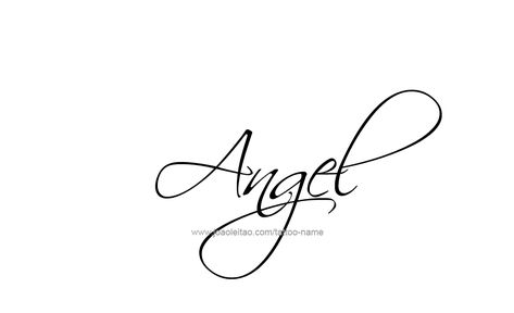 Angel Signature Ideas, Angel Font Tattoo, Angel Name Tattoo Fonts, Angel Lettering Tattoo, Angel Tattoo Word, Angel Word Tattoo, Angel Energy Tattoo, Angel Name Tattoo, Angel Font