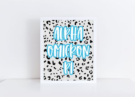 Alpha Omicron Pi sorority printable leopard wall decor, art print, digital download Decorate your dorm room with our Alpha Omicron Pi leopard art print! Use it as a surprise gift to celebrate your friend finding her home away from home, or an extra little something to brighten up your Little's basket, or maybe just something to show off your letters in your dorm! This design comes in four sizes! They are 11 x 14, 8 x 10, 5 x 7 and 4 x 6 You are totally free to print out as many as you like! HOW Sorority Graduation Gifts, Leopard Wall Decor, Aoii Sorority, Sigma Kappa Sorority, Leopard Art Print, Alpha Delta Pi Sorority, Delta Gamma Sorority, Sorority Stickers, Delta Zeta Sorority