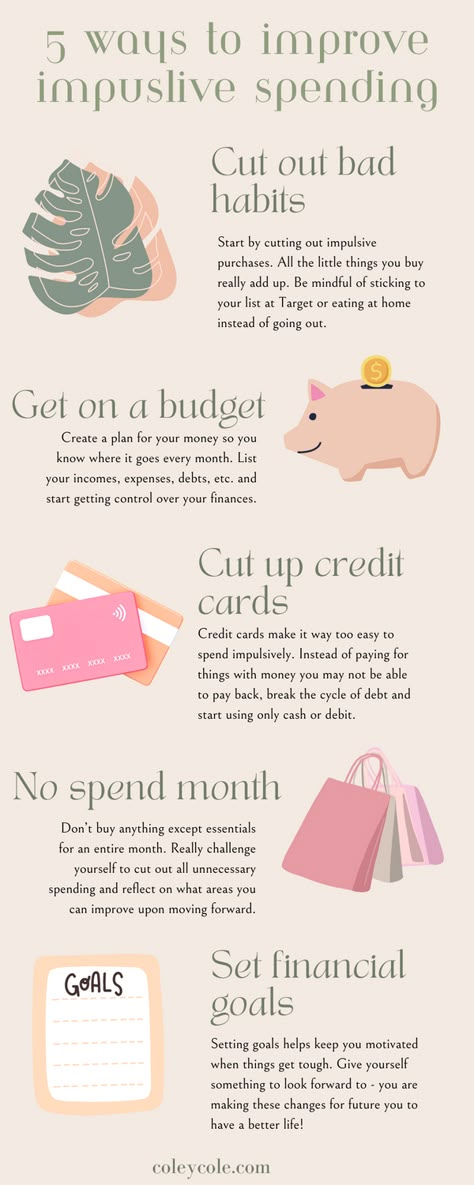 It’s time to take back control of your money and cut out the impulsive spending habits for good. But how? Here are 5 things you can try in order to kick your bad spending habits to the curb. Better Spending Habits, How To Be Good With Money, Impulsive Spending, Saving Money Chart, Saving Methods, Money Chart, Financial Quotes, Money Saving Methods, Financial Budget