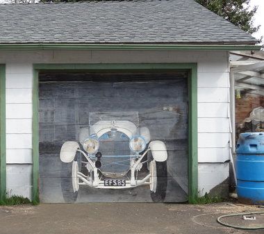 Garage Door Mural Ideas, Painted Sheds, Yard Windmill, Fence Murals, Painted Fences, Outdoor Murals, Garage Door Paint, Painted Shed, Bike Storage Garage