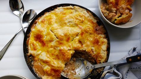 Sauerkraut is our new secret flavoring weapon. It adds a little bit of acid and funk, and this chicken pot pie recipe proves there are so many other uses for it than a hot dog topping. Check out [step-by-step photos here](http://www.bonappetit.com/story/quick-skillet-chicken-pot-pie). Chicken Acorn Squash, Hot Dog Toppings, Acorn Squash Recipes, Squash Recipe, Pot Pies Recipes, Chicken Pot Pie Recipes, Acorn Squash, Skillet Chicken, Squash Recipes