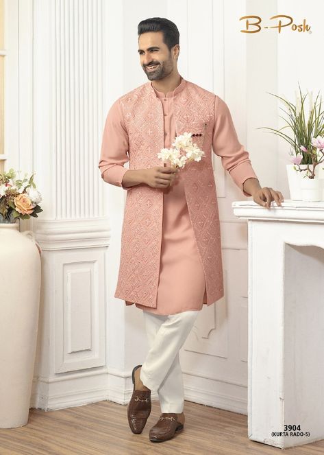 Sherwani For Wedding Men Boys Peach Vest /Sherwani Designer Coat Blazer Long Styish Royal Elegant Partywear Coat Pant For Men. Ethnic Dress For Men, Sherwani Groom Wedding, Blazer For Men Wedding, Sherwani For Wedding, Bridesmaids Outfits, Nude Color Palette, Haldi Outfit, Sherwani Groom, Groom Wedding Dress