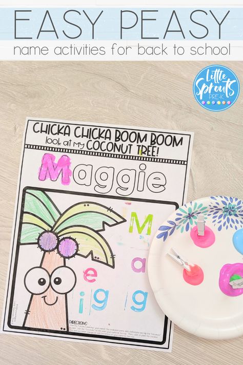 Chicka Chicka Boom Boom Centers, Pre K Crafts Easy Back To School, First Day Pre K Activities, Book Week Preschool Activities, Pre K Beginning Of The Year Activities, Pre K Back To School Activities, Welcome To Pre K, Pre K Crafts Easy, Prek Back To School