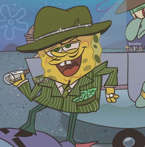 Spongebob Humor, Gangster Spongebob, Piero 47, Gangster Wallpaper, Spongebob Drawings, Dope Cartoons, Spongebob Painting, Spongebob Patrick, Spongebob Funny