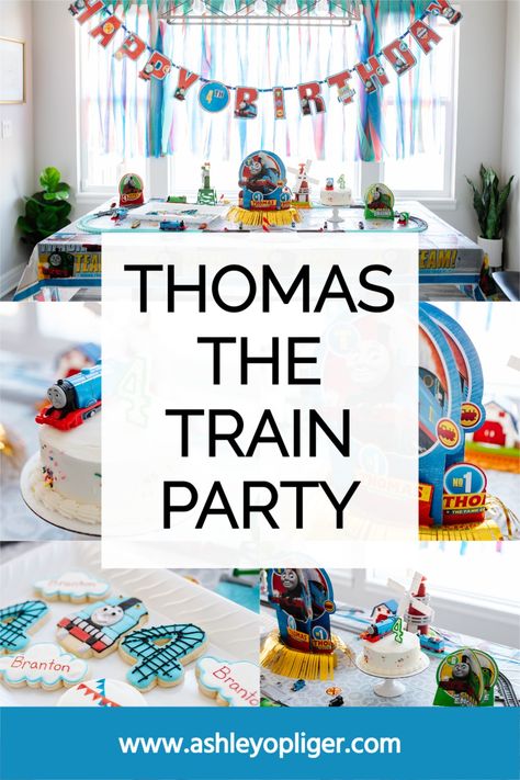 Thomas Train Party Ideas, Thomas Tank Engine Birthday Party, Thomas & Friends Birthday Party, Thomas The Train Birthday Party Diy, Thomas The Tank Birthday Party, Thomas The Train Party Decorations, Train Fourth Birthday Party, Thomas Themed Birthday Party, Thomas The Train Balloon Arch