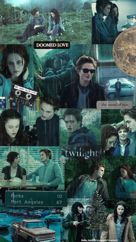 movies i never shut up about pt. 5 🌲 #twilight #bellaswan #edwardcullen #movies #collage #rain Twilight Laptop Wallpaper, Twilight Wallpaper Laptop, Movies Collage, Twilight Wallpaper, Robert Pattinson Twilight, Edward Bella, Port Angeles, Sound Of Rain, Edward Cullen