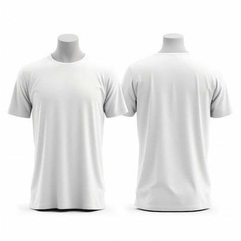 White Tshirt Front And Back, Tshirt Front And Back Mockup, Hoodie Drawing, Tshirt Mockup, White T Shirt, Premium Photo, White Tshirt, Mockup, Stock Photos