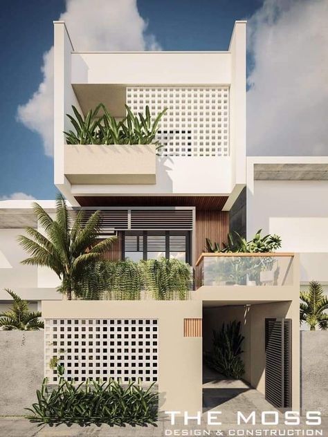 Home Designs Exterior, Modern Small House Design, Modern House Facades, Minimal House Design, Minimalist House Design, Modern House Exterior Design, Tropical House, House Exterior Design, House Front Design