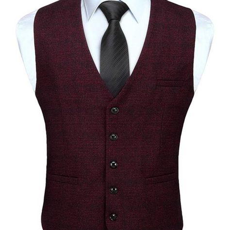 Men's Suit Vest Waistcoat Slim - Burgundy Red Suit Vest, Tie Outfits Men, Quince Planning, Stylish Waistcoats, Fall Groom, Wedding Concert, Mens Dress Vests, Maroon Suit, Burgundy Vest