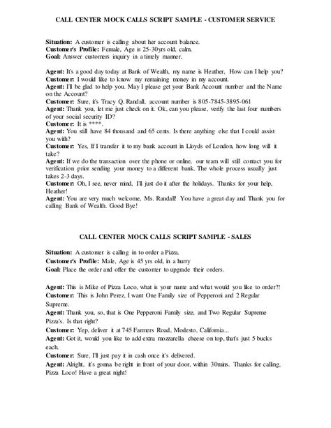 CALL CENTER MOCK CALLS SCRIPT SAMPLE - CUSTOMER SERVICE Situation: A customer is calling about her account balance. Custom... Call Center Mock Call Script, Mock Call Script Sample, Mock Call Script, Call Center Script, Call Center Tips, Customer Service Scripts, What Is Customer Service, Sales Script, Cold Calling Scripts