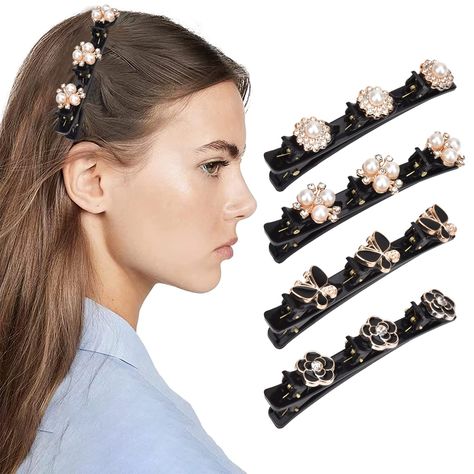 PRICES MAY VARY. [Unique design in 2022] Our sparkling crystal woven hair clip is unique. It is designed as a double layer with multiple hair clips, one large hair clip and three small hair clips on the top. [High quality material] The hairpin of the lady's duckbill hairpin is made of acrylic acid and rhinestone. The combination of the hairpin and rhinestone makes it look more shiny in the sun, more fashionable and more eye-catching. [Simple fashion with multiple choices] If you want to change y Chopped Hair, Duck Bill, Small Hair Clips, Women's Headwear, Simple Fashion, Women Diamond, Four Leaf, Sparkling Crystal, Leaf Clover