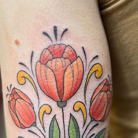 🌼 𝐇𝐞𝐥𝐞𝐧 𝐒𝐞𝐯𝐢𝐠 🌸 on Instagram: "Tessa and Angela got their first tattoos together and I love the result! Artwork inspired by their mama’s rosemaling ❤️" Rosemaling Tattoo, Tattoos Together, First Tattoos, Memorial Tattoos, April 7, First Tattoo, Tattoo Ideas, Art Deco, I Love