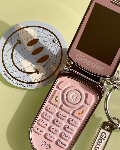 Glossier Store, Glossier Blush, Phone Keychain, Navy Polka Dot Dress, Cool Electronics, Flip Phone, Flip Phones, Store Opening, Sephora Collection