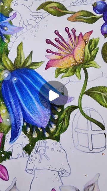 Olivier Odorant on Instagram: "Colouring blue bell flower from @hannakarlzon Tales from the Forest Kingdom with polychromos 🦋🪻  Join my patreon for full page tutorial videos 💙  #colourforadults #colorpencil #coloralong #coloringbook #hannakarlzon #talesfromtheforestkingdom" Tales From The Forest Kingdom Hanna Karlzon, Hanna Karlzon Forest Kingdom, Forest Kingdom, Colored Pencil Drawing Techniques, Forest Color, Hanna Karlzon, Blue Bell, Coloring Tutorial, Colored Pencil Drawing