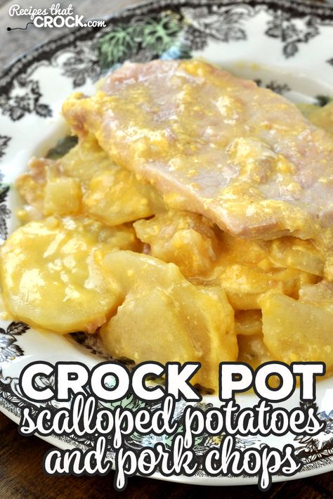 If you love delicious comfort food, then you don't want to miss this Crock Pot Scalloped Potatoes and Pork Chops recipe. It is so yummy and filling! Scalloped Potatoes In Crock Pot, Scalloped Potatoes And Pork Chops, Potatoes In Crock Pot, Crock Pot Scalloped Potatoes, Potato Recipes Crockpot, Slow Cooker Scalloped Potatoes, Scalloped Potatoes Crockpot, Pork Chop Recipes Crockpot, Slow Cooker Potatoes