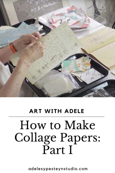 Paper, paper, and more paper! How and where do you find an abundance of different papers to use in your collage paintings or to add to your abstract paintings? In this abstract painting tutorial I offer a behind-the-scenes look into my studio and the papers I have collected. I show how I collect and organize collage papers and, in some cases, how I make them from scratch. Diy Collage Paper Ideas, How To Do Collage Art, Collage Techniques Tutorials, Making Collage Papers, Paper Collage Scenery, Collage Ripped Paper, Collage Video, Making Water, Collage Diy