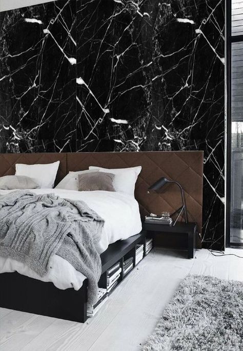 black marble brown leather bedroom Black Marble Bedroom Ideas, Black Marble Wallpaper Bedroom, Marble Wall Bedroom, Black Marble Bedroom, Marble Bedroom Ideas, White Marble Bedroom, 20 Year Old Male Bedroom Ideas, Funny Christmas Card Ideas, Marble Wallpaper Bedroom