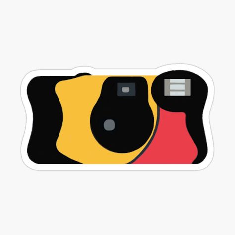 Shop matte/transparent/glossy sticker | A digital illustration of a red and yellow disposable camera. Who remembers those? #camera #disposablecamera #digitalart #digitalillustration #illustration #digiart Camera Sticker, Camera Illustration, Camera Drawing, Camera Design, Cool Tech Gadgets Electronics, Gadgets Electronics, Disposable Camera, Sticker Template, Stationary Cards