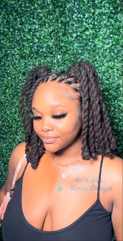 Rass Hairstyles For Women, 2 Ponytails Locs, Rass Hairstyles, Dread Locks Hairstyles For Women, 2 Strand Loc Styles For Women, Dreadlocks Hairstyles For Black Women, Insta Locs, Medium Length Locs Hairstyles For Women, Dredlocs Style Woman