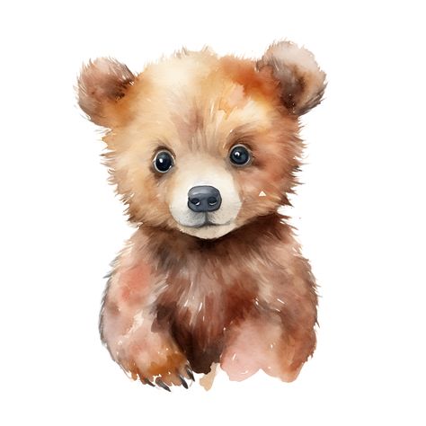 Watercolor Bear Paintings, Cute Bear Watercolor, Watercolor Bear Easy, How To Paint A Bear, Baby Bear Drawing, Bear Cub Drawing, Bear Cub Tattoo, Cute Bear Painting, Brown Bear Drawing