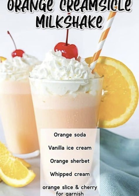 Orange Creamsicle Milkshake, Creamsicle Milkshake, Milkshake Recipe Easy, Homemade Milkshake, Frozen Treats Recipes, Frozen Drink Recipes, Frosty Recipe, Seventeenth Birthday, Fruit Smoothie Recipes Healthy