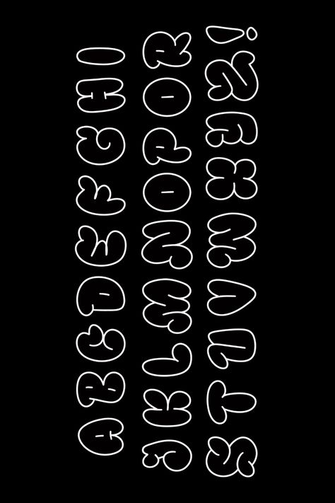 Bubble Font Alphabet Bubble Font Numbers, Bubble Letter Fonts Graffiti, Letter Fonts Graffiti, Graffiti Lettering Tutorial, Full Alphabet Fonts, Fonts Graffiti, Fonts Bubble, Fat Font, Alphabet Handwriting