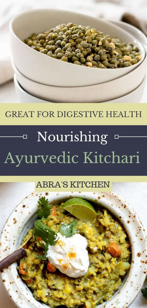 Kitchari, a traditional ayurvedic recipe, is a nourishing porridge made from mung beans, rice, vegetables, and healing spices. This gut-supportive kitchari recipe is loaded with flavor, a great source of fiber, and one of my all-time favorite savory breakfast recipes. Ayurvedic Breakfast, Kitchari Recipe, Healing Spices, Breakfast Sides Dishes, Savory Breakfast Recipes, Functional Nutrition, Ayurveda Recipes, Natural Recipes, Ayurvedic Recipes