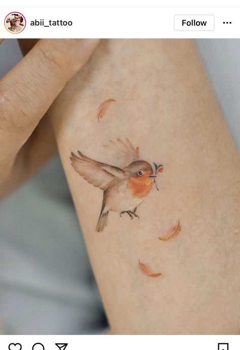 Tiny Tattoo Ideas For Women, Yellow Bird Tattoo, Look Tattoo, Robin Bird Tattoos, Tiny Tattoo Ideas, Robin Tattoo, Delicate Tattoos For Women, Watercolor Bird Tattoo, Half Sleeve Tattoos