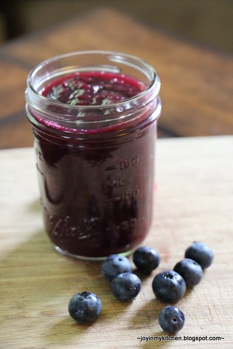 Finding Joy in My Kitchen: Rhubarb Raspberry & Blueberry Jam Blueberry Syrup Recipe, Homemade Blueberry Syrup, Blueberry Rhubarb, Rhubarb Jam, Blueberry Syrup, Blueberry Compote, Blueberry Juice, Blueberry Sauce, Easy Blueberry