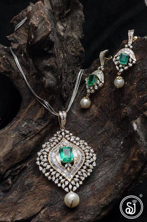 Satyam Jewellers caters to beautifully crafted jewellery  For exclusive collections contact us on -  +91 9890163052 | info@satyamjewelers.com Happy Journey, Diamond Pendant Jewelry, Pendent Set, Diamond Locket, Bridal Jewelery, Perhiasan India, Diamond Pendent, Diamond Pendants Designs, Green Pendant