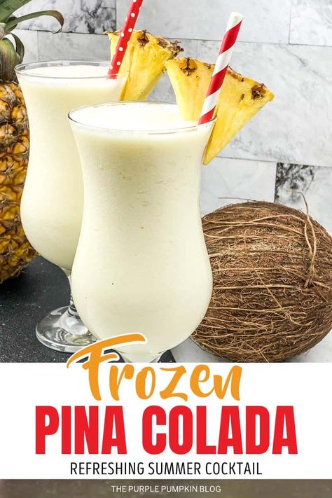 Piña Colada has to be the ultimate, original taste of summer and Frozen Piña Colada just takes it to a whole new level of refreshment and satisfaction! It's an easy cocktail to make using frozen pineapple chunks, blended with pineapple juice, coconut cream, and rum. One sip and you will be transported to a sandy beach somewhere in the Caribbean! Pina Colada Cocktail Recipe, Summer Rum Cocktails, Pork Side Dishes, Pina Colada Mocktail, Keto Beverages, Frozen Pina Colada, Juice Coconut, Pina Colada Recipe, Pineapple Chunks