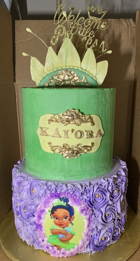 Baby Tiana Cake, Princess And The Frog Baby Shower Cake, Princess Tiana First Birthday Party, Baby Tiana Baby Shower Ideas, Princess Tiana Baby Shower Ideas, Princess Tiana Baby Shower Theme, Princess And The Frog Baby Shower Ideas, Princess And The Frog Cake, Princess Tiana Birthday Party