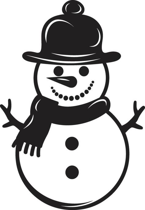 Charming Snowman Wonder Black Adorable Snowy Whimsy Cute Snowman Vector, Cute Cute, Clip Art, Wonder, Christmas, Black