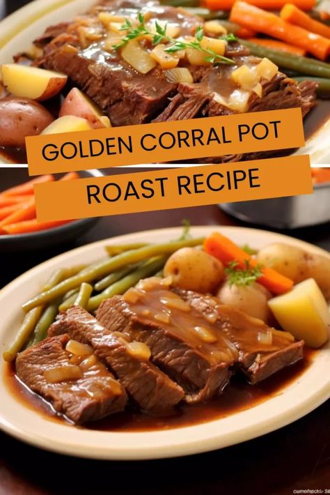 Last Updated on October 26, 2023 Golden Corral is a beloved restaurant chain known for its all-you-can-eat buffet of delicious and comforting American dishes. Among the many offerings on their menu, one dish stands out as a fan favorite: pot roast. Slow-cooked to perfection, this classic comfort food is tender, flavorful, and perfect for any ... <a title="Golden Corral Pot Roast Recipe – Hungarian Chef" class="read-more" href="https://hungarianchef.com/golden-corral-pot-roast-recipe/" aria-la... Golden Corral Pot Roast Recipe, Roaster Recipes, Golden Corral, Classic Pot Roast, Ruth Chris, Pot Roast Recipe, Beef Pot Roast, Hearty Comfort Food, Roast Beef Recipes