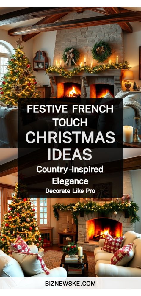 French Country Christmas Decor Home Decor Ideas French Country Cottage Christmas, Christmas Cottage Decor Ideas, French Country Christmas Decorating, European Christmas Decor, English Country Christmas, Country Christmas Decor Ideas, French Country Cottage Decorating, Southern Christmas Decorations, French Country Christmas Tree