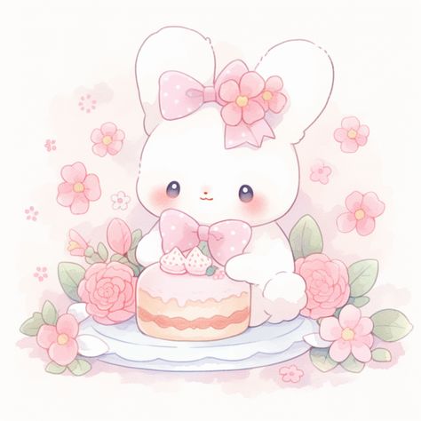 #cute #kawaii #animals #bunny Kawaii Bunny Aesthetic, Pink Rabbit Aesthetic, Kawaii Bunny Drawing, Cute Bunny Drawing Kawaii, Cute Bunny Painting, Cute Bunny Illustration, Bunny Icon, Chibi Bunny, Kawaii Easter