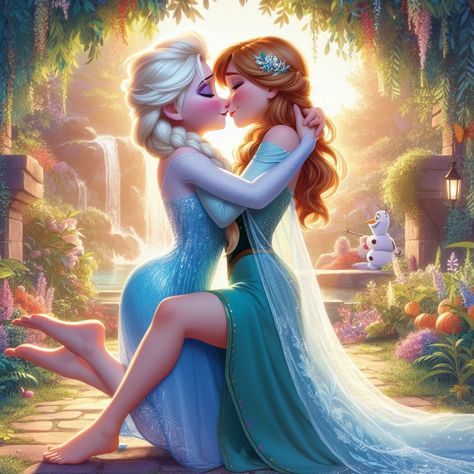 Elsa Frozen Pictures, Disney Princess Kiss, Dark Disney Princess, Dark Disney Art, Popular Cartoon Characters, Frozen Fan Art, Anna Disney, Female Clown, Disney Princess Artwork