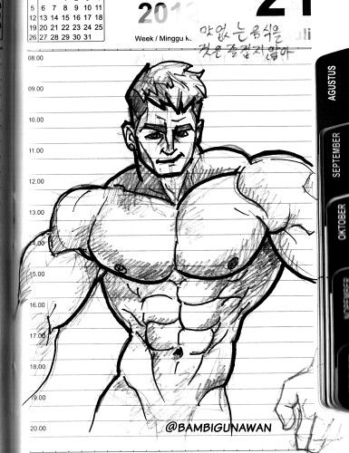 Sixpack Drawing, Muscle Character, Bodybuilding Pictures, Drawing Things, Character Cartoon, Big Muscles, Funny Drawings, Art Prints Quotes, Drawing Practice