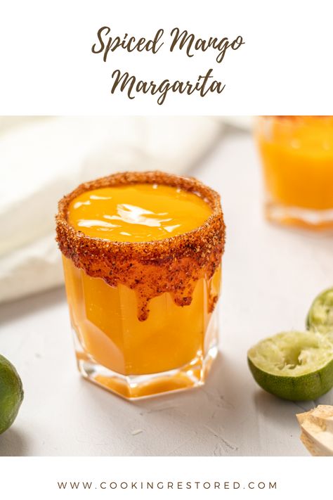 Mangonada Shots, Tajin Cocktails, Smokey Margarita, Mango Cocktails, Mango Margaritas, Mango Margarita Recipe, Cold Drinks Recipes, Mango Cocktail, Mezcal Margarita