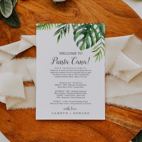 Wild Tropical Destination Wedding Welcome Letter Summer Craft - wedding welcome letter and itinerary, destination wedding welcome bags, beach wedding bag, modern wedding hotel guest note, exotic watercolor palm leaves k083, wild rainforest jungle fern foliage, elegant palm tree leaf greenery, tropic botanical plant banana palms, green and white outdoor nature, summer wedding weekend Banana Palm Tree, Wedding Welcome Letter, Destination Wedding Welcome Bags, Wedding Welcome Letters, Tropical Destination Wedding, Palm Wedding, Destination Wedding Welcome Bag, Welcome Letter, Banana Palm