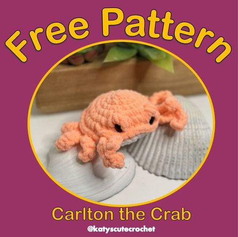 Katy’s Cute Crochet Co | 🦀🦀FREE PATTERN 🦀🦀 Meet Carlton the Crab! This no sew, less than 30min make will be a great addition to your markets! Thank you to my… | Instagram Free Crochet Crab Pattern, Crochet Plushies Pattern Free No Sew, Crab Crochet Pattern Free, Crochet Crab Pattern Free, Loomigurumi Patterns, Crab Crochet Pattern, Crab Crochet, Christmas Plushies, Crochet Crab