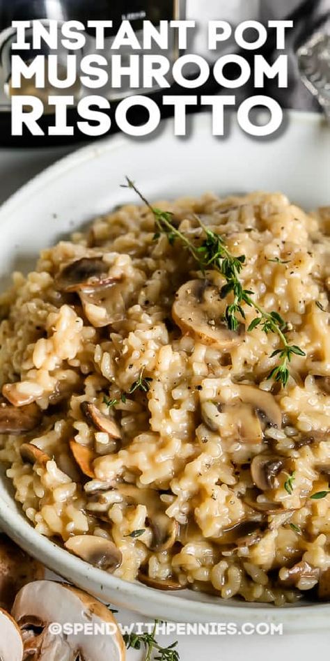 Instant Pot Mushroom Risotto, Rice In The Instant Pot, Easy Risotto, Mushroom Risotto Recipes, Homemade Chicken Stock, Creamy Rice, Risotto Recipe, Mushroom Risotto, Risotto Recipes