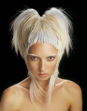 Campy Hairstyles, Long Blonde Straight Hair, Decent Hairstyle, Interesting Hair, Straight Hair Styles, Blonde Straight Hair, Competition Hair, Avant Garde Hair, Straight Blonde Hair