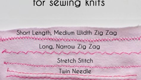 Types of Stretch Stitches - Sewing Knits Sewing Spandex, Sewing Knits, Sewing Machine Stitches, Melly Sews, Sewing Machine Needle, Beginner Sewing Projects Easy, Sewing Stitches, Sewing Projects For Beginners, Sewing Skills