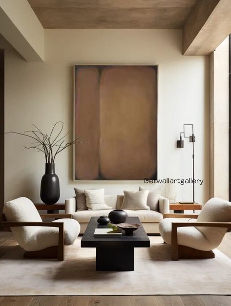 Brown Wabi-sabi Painting for Livingroom Decor Minimal Brown Art Earth Tone Color Canvas Art East Village Art Oversive Brown Minimalist Art - Etsy Earth Tone House, Zen Foyer, Living Room Earth Tones, Earth Tones Living Room, Modern Wabi Sabi Interiors, Living Room Render, Color Canvas Art, Wabi Sabi Living Room, Earth Tone Living Room