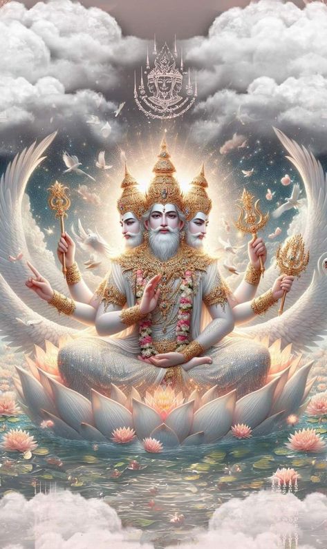 Brahma Dev, God Brahma, Lord Brahma, All God Images, Buddhist Art Drawing, Saraswati Goddess, Ancient Paintings, Beautiful Art Paintings, Lord Shiva Hd Images